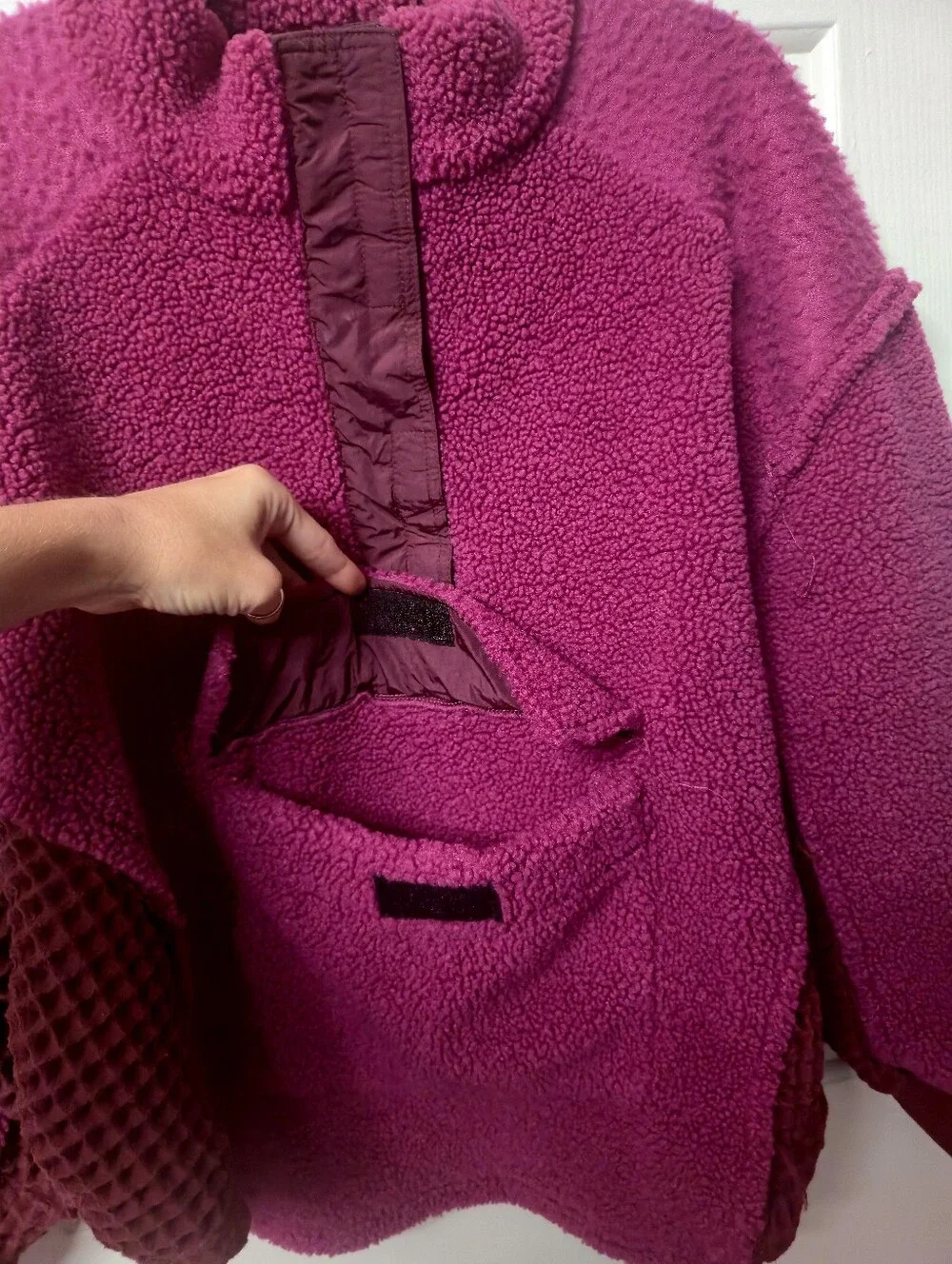 BDG - Urban Outfitters Plush Fuchsia Sherpa Pullover Sweater